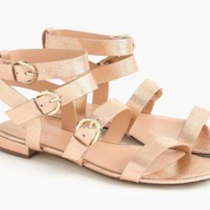 J.CREW METALLIC BLUSH/ ROSE GOLD GLADIATOR FLATS